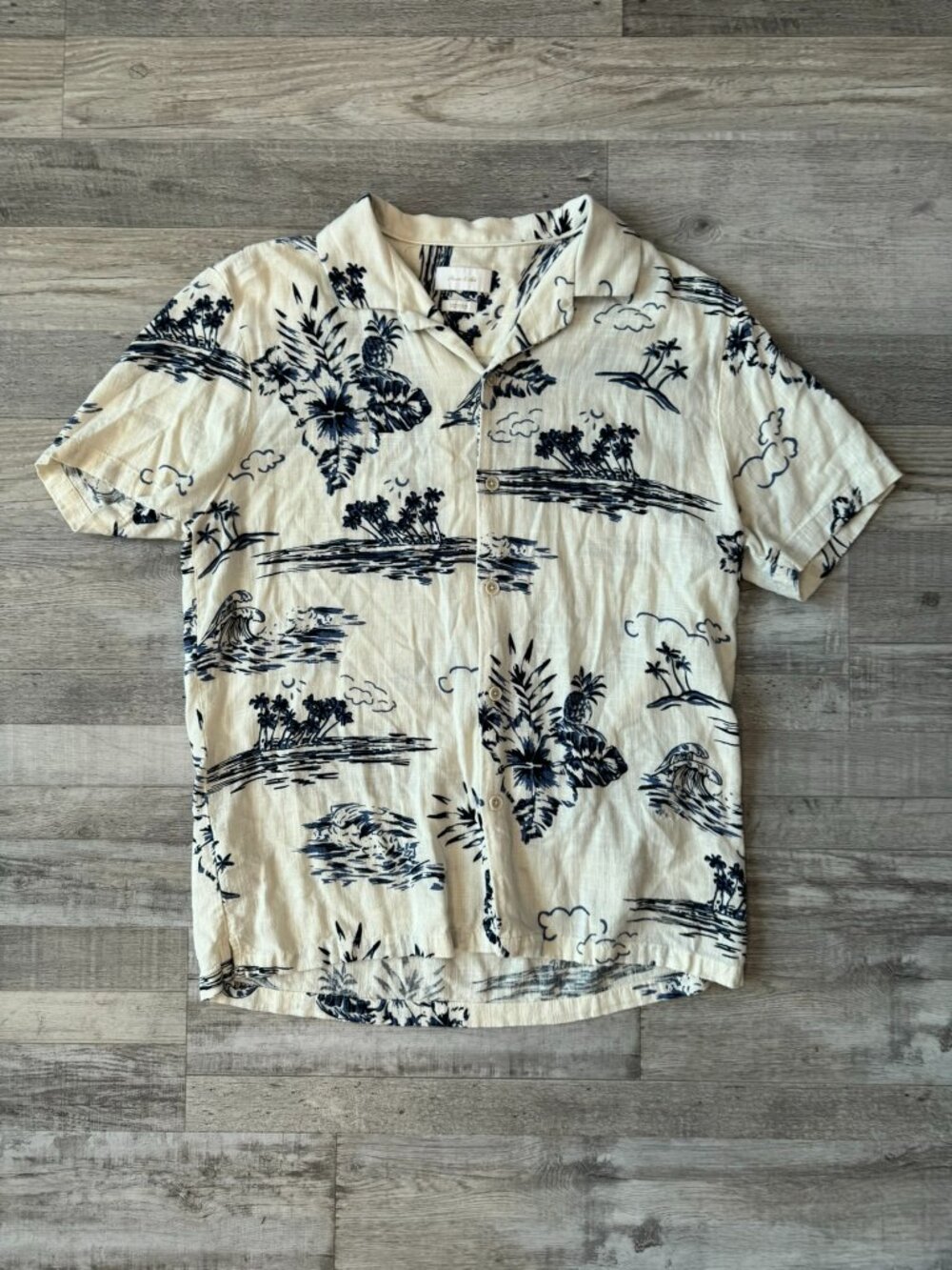 Porter & Ash Men's Linen Blend Short Sleeve Button Down Shirt Size Large P23